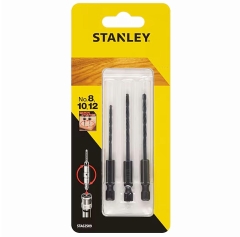 ΣΕΤ ΤΡΥΠΑΝΙΑ ΞΥΛΟΥ ΜΕ ΕΞΑΓΩΝΗ ΥΠΟΔΟΧΗ 1/4'' ( 3τμχ.) Φ6, 8, 10mm  STANLEY STA62509