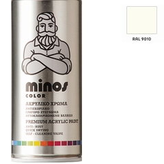 MINOS COLOR ΣΠΡΕΥ RAL 9010 ΜΑΤ ΛΕΥΚΟ ΑΚΡΥΛΙΚΟ ΧΡΩΜΑ 400ml